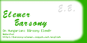 elemer barsony business card